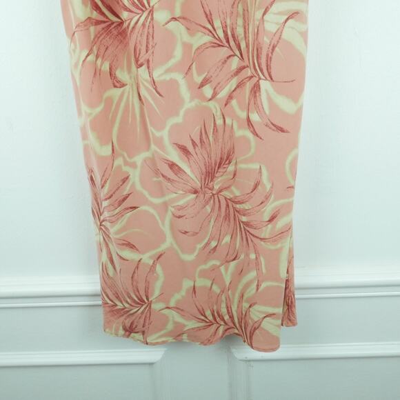 Vintage Medium Dress Hawaiian Resort Tencel Soft Floral Pastel Pink 90s Bias Cut - Picture 4 of 7